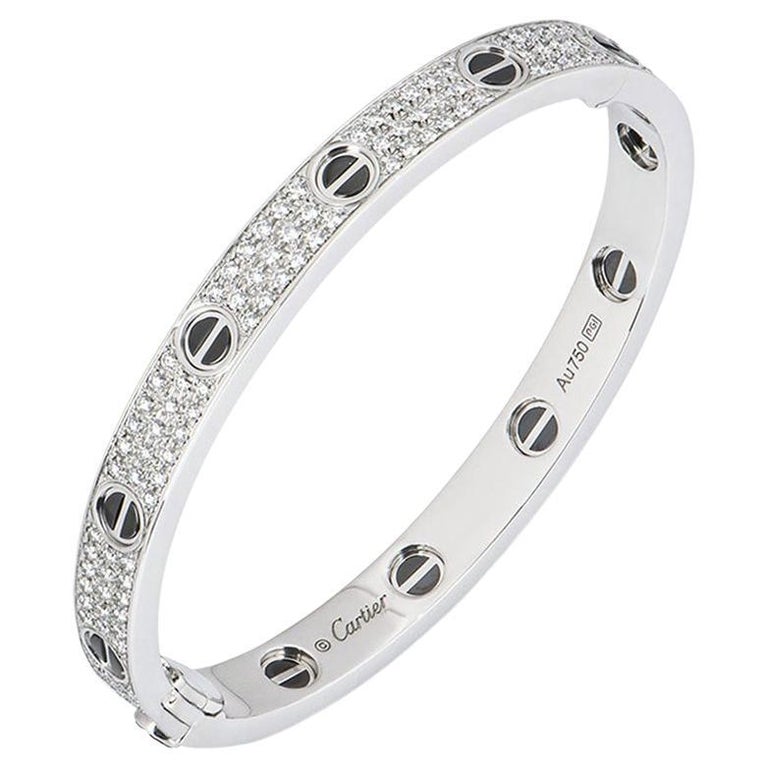Cartier Bracelet d'amour en or blanc pavé de diamants et céramique Taille  16 N6032416 En vente sur 1stDibs