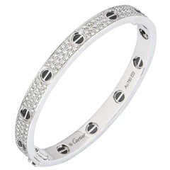 Cartier White Gold Pave Diamond and Ceramic Love Bracelet N6032418