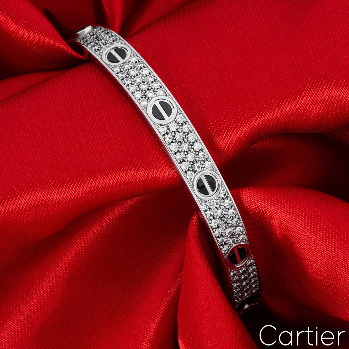 Cartier Bracelet Love en or blanc pavé de diamants et céramique, Taille 21 N6032421 Unisexe en vente