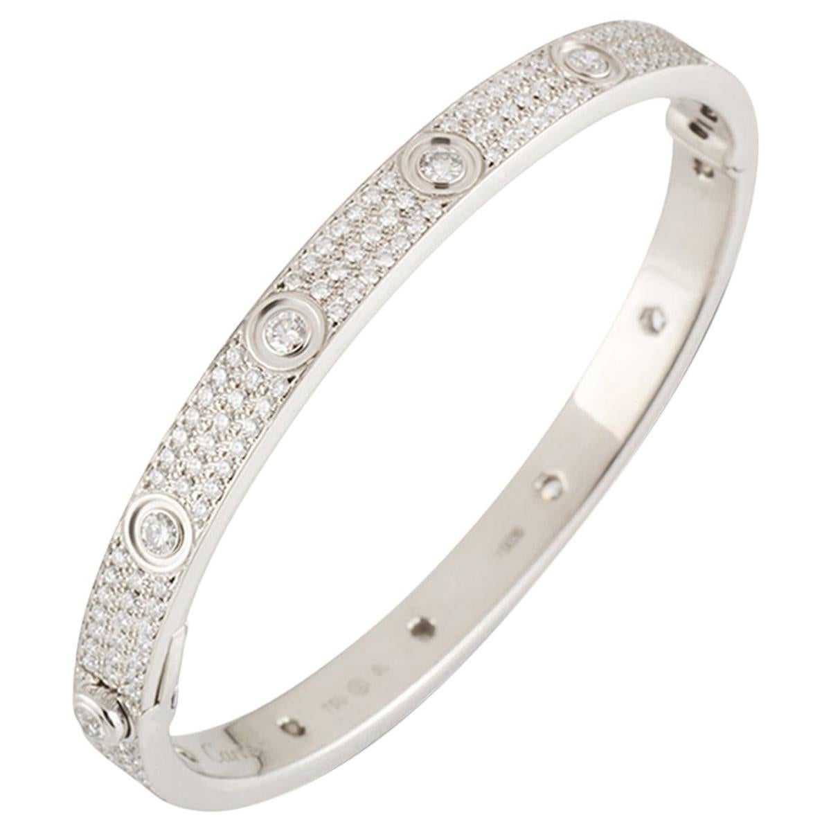 Cartier White Gold Pave Diamond Love Bracelet N6033602