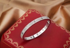 Cartier White Gold Pave Diamond Love Bracelet