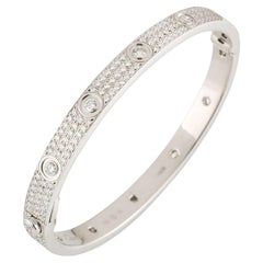 Cartier White Gold Pave Diamond Love Bracelet Size 20 N6033605