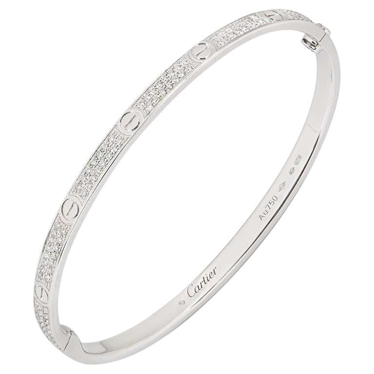 Cartier White Gold Pave Diamond SM Love Bracelet N6710817