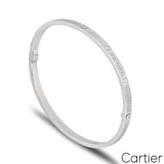 Cartier White Gold Pave Diamond SM Love Bracelet Size 19 N6710819