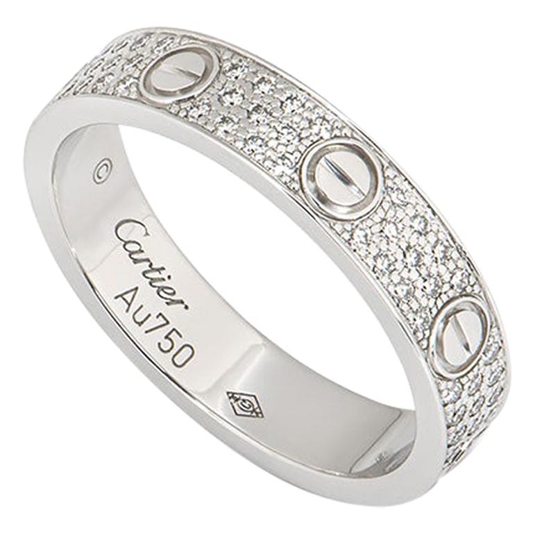 Cartier White Gold Pave Diamond Wedding Love Ring B4083400