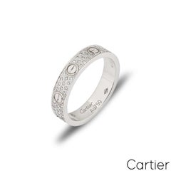 Cartier White Gold Pave Diamond Wedding Love Ring Size 54 B4083400
