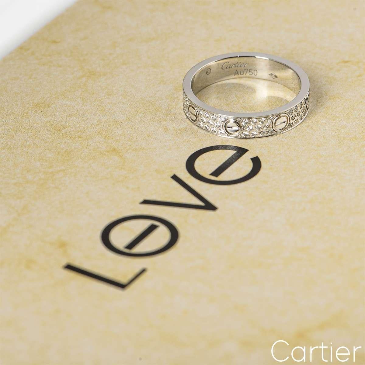 Cartier, bague d'amour en or blanc pavé de diamants, taille 54 B4083400 Pour femmes en vente