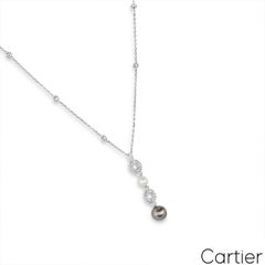 Cartier Himalia-Halskette aus Weißgold mit Perlen und Diamanten