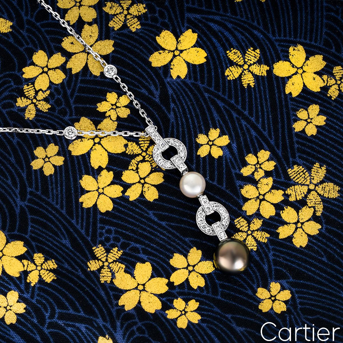 Cartier Collier Himalia en or blanc, perles et diamants en vente 2