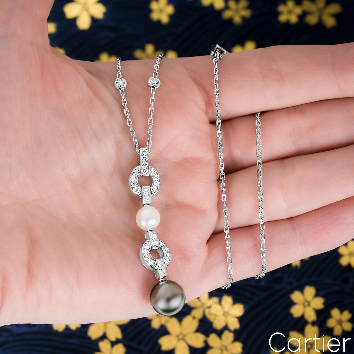 Cartier Collier Himalia en or blanc, perles et diamants en vente 3