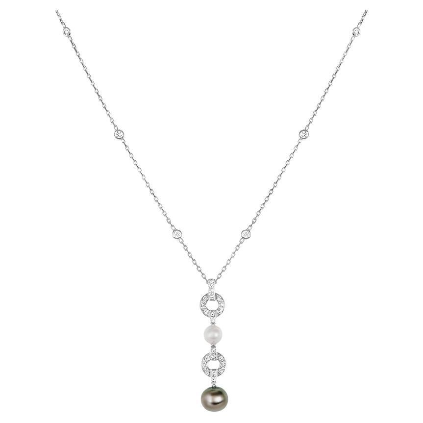 Cartier White Gold Pearl & Diamond Himalia Necklace For Sale