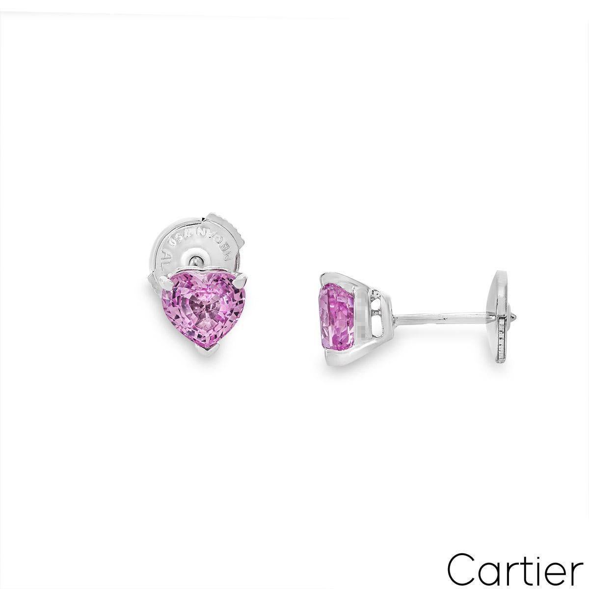 pink sapphire heart earrings