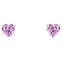 Cartier White Gold Pink Sapphire Heart Shaped Earrings