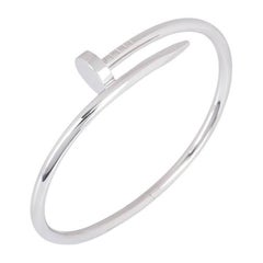 Cartier White Gold Plain Juste Un Clou Bracelet Size 15 B6048315