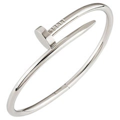 Cartier White Gold Plain Juste Un Clou Bracelet Size 19 B6048319