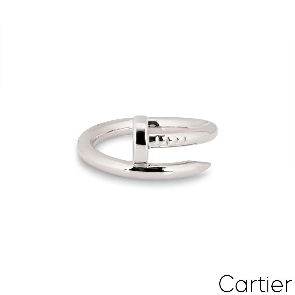 Cartier White Gold Plain Juste un Clou Ring Size 50 B4099200 In Excellent Condition For Sale In London, GB