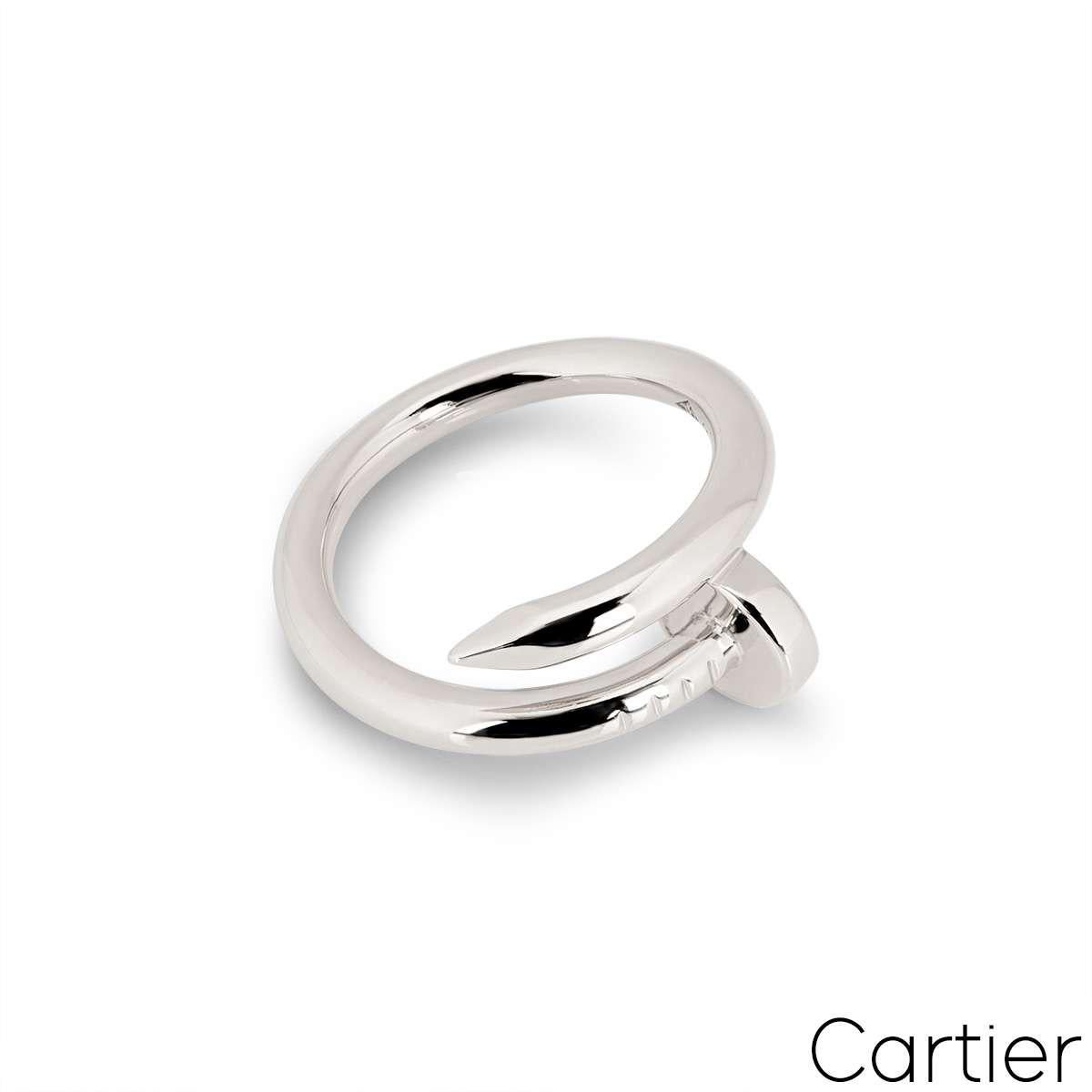 Cartier White Gold Plain Juste un Clou Ring Size 56 B4099200 In Excellent Condition For Sale In London, GB