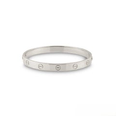 Cartier White Gold Plain Love Bracelet Size 16 B6035416