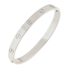 Cartier White Gold Plain Love Bracelet Size 16 B6035416