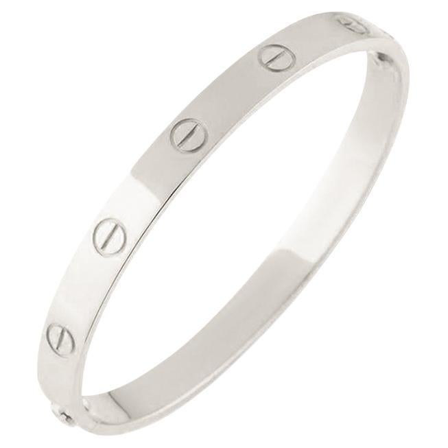 Cartier White Gold Plain Love Bracelet Size 16 B6035416 For Sale