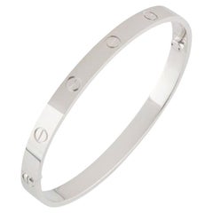 Cartier White Gold Plain Love Bracelet Size 17 B6035417