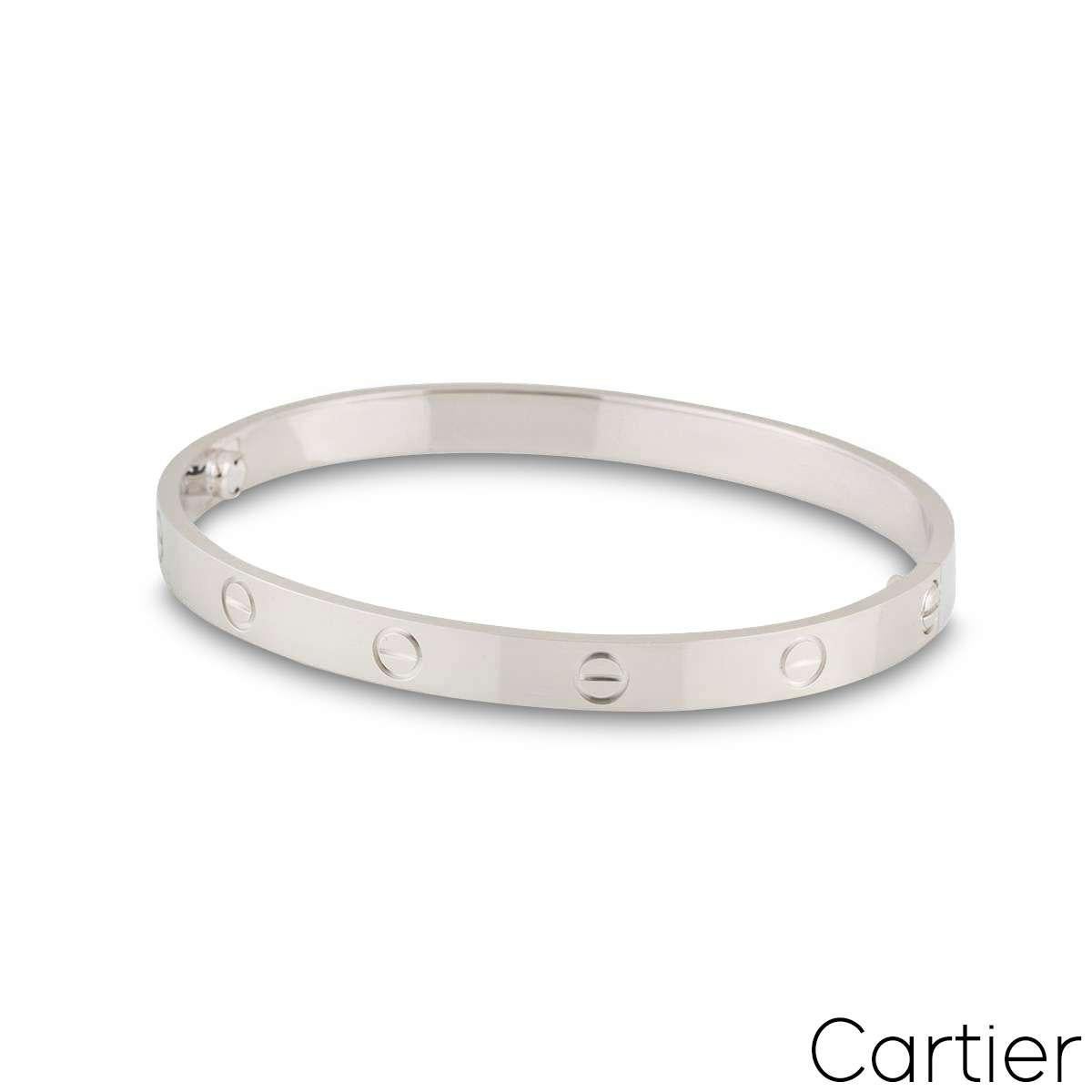 Cartier Weißgold Plain Love Armband Größe 18 B6035418 im Zustand „Hervorragend“ im Angebot in London, GB