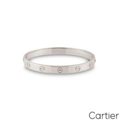 Cartier White Gold Plain Love Bracelet Size 20 B6035420