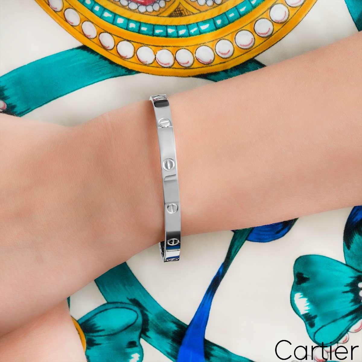 Cartier Weißgold Plain Love Armband Größe 20 B6035420 im Angebot 1