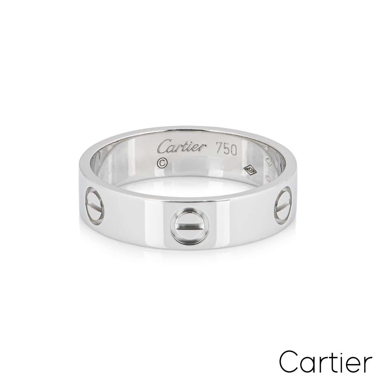 Cartier White Gold Plain Love Ring Size 53 B4084700 In Excellent Condition For Sale In London, GB