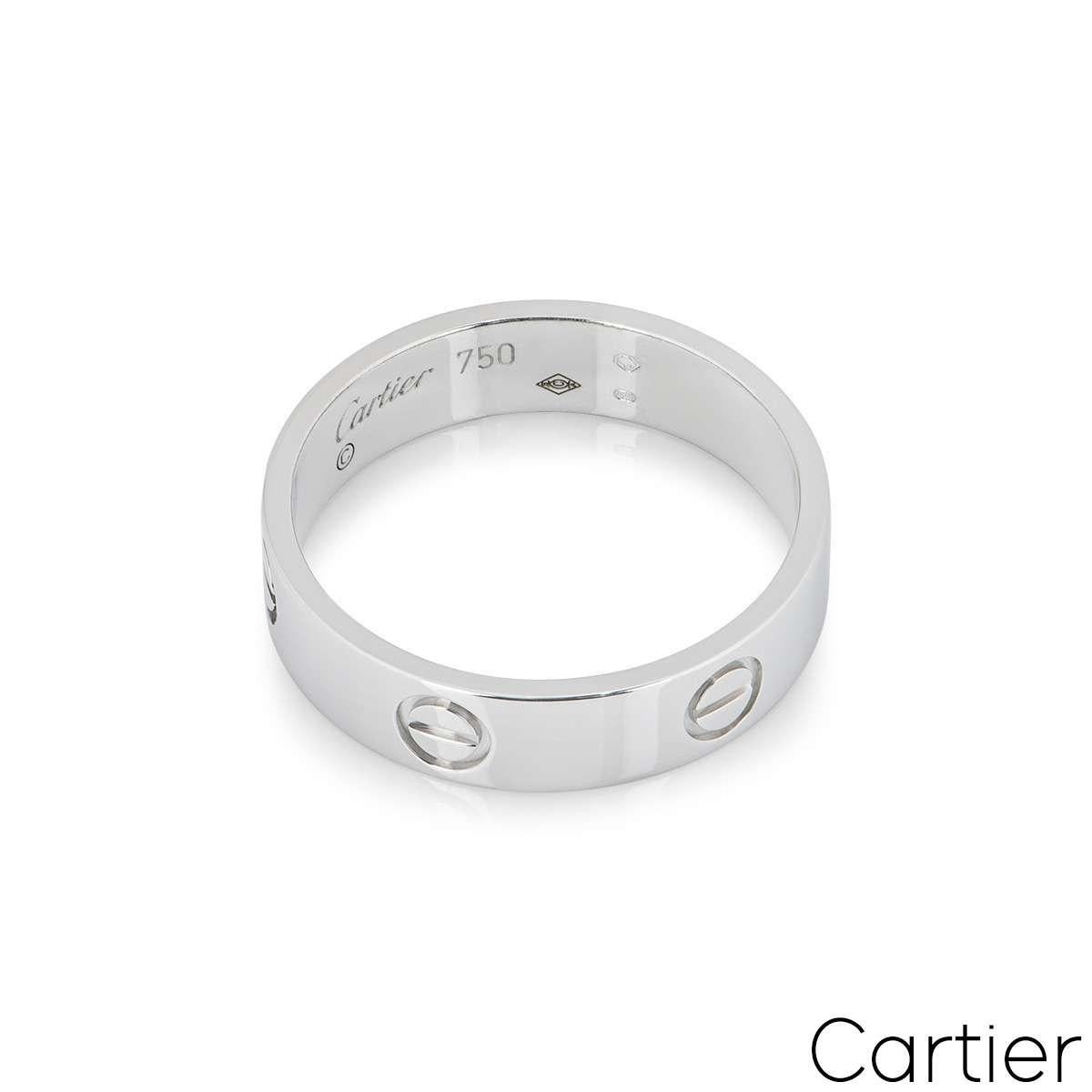 Women's Cartier White Gold Plain Love Ring Size 53 B4084700 For Sale