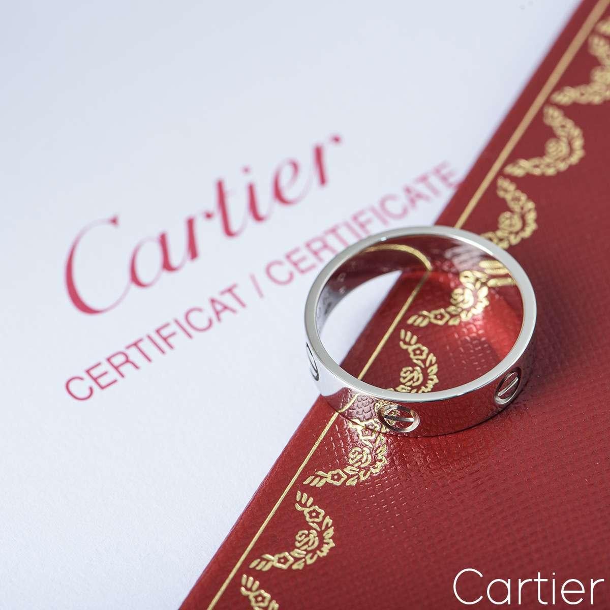 Cartier White Gold Plain Love Ring Size 53 B4084700 For Sale 1