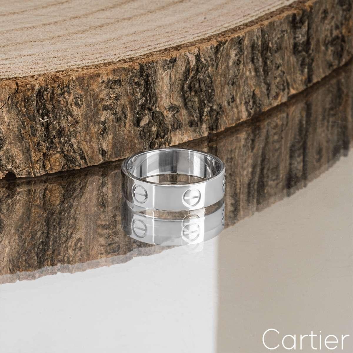 Cartier White Gold Plain Love Ring Size 53 B4084700 For Sale 4