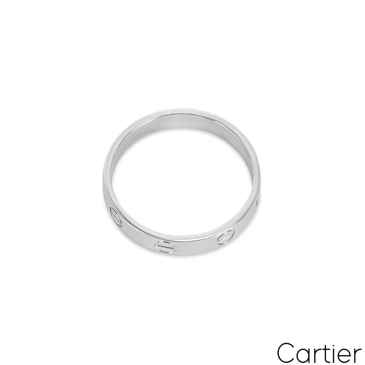 Women's or Men's Cartier White Gold Plain Love Wedding Band Size 54 B4085100 For Sale