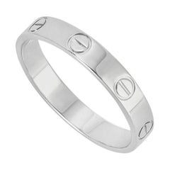 Cartier White Gold Plain Love Wedding Band Size 54 B4085100
