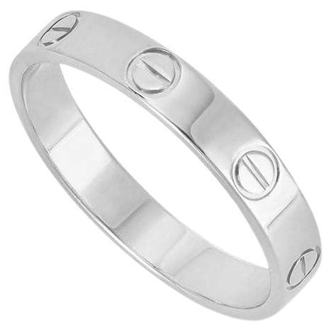 Cartier White Gold Plain Love Wedding Band Size 59 B4085100 For Sale