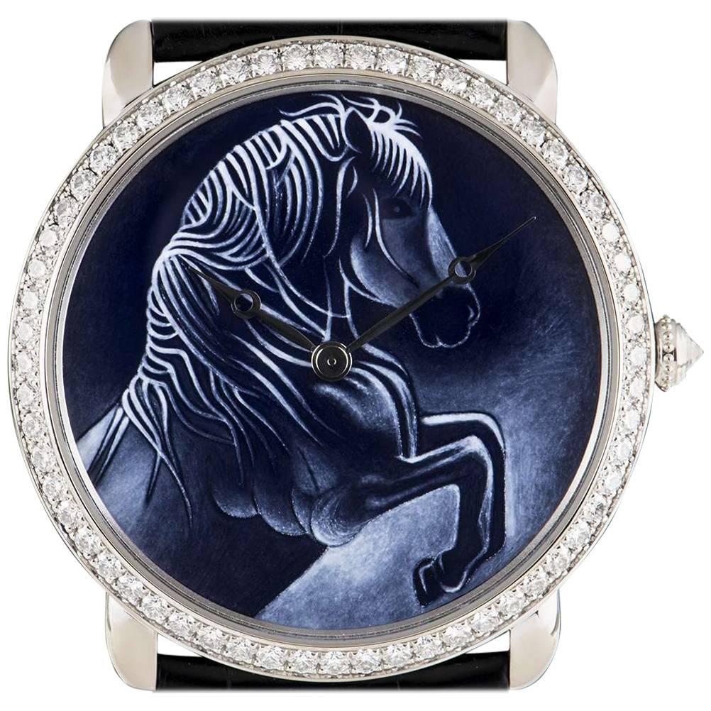 Cartier White Gold Ronde Louise XL Year Of The Horse Manual Wristwatch