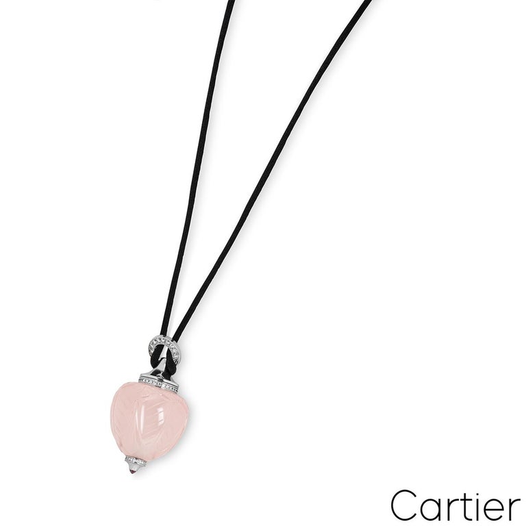 Cartier White Gold Rose Quartz and Diamond Inde Myst rieuse