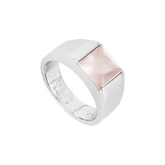 Cartier White Gold Rose Quartz Tank Ring