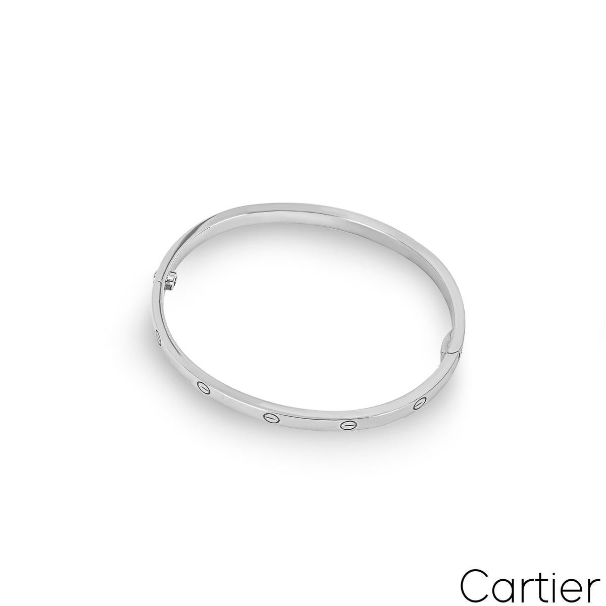 Cartier White Gold SM Love Bracelet Size 16 B6047416 For Sale 2