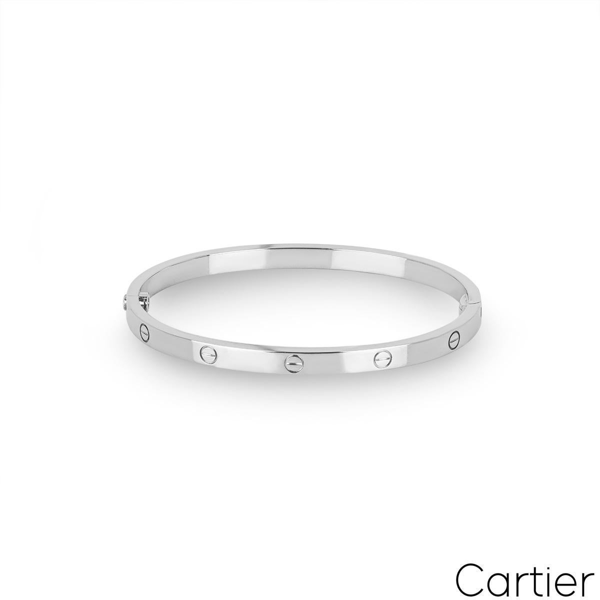 Cartier White Gold SM Love Bracelet Size 16 B6047416 For Sale 3