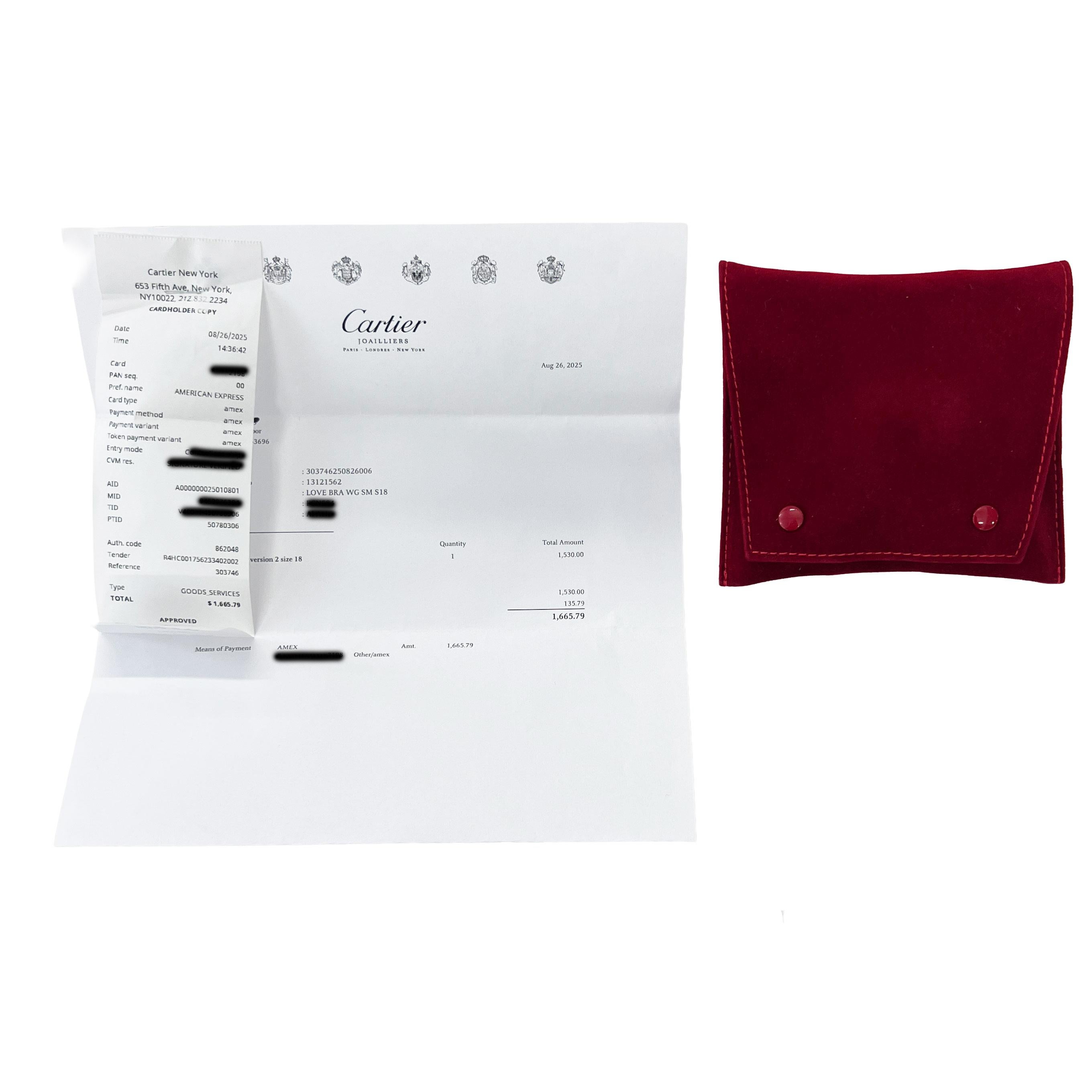 Or blanc de Cartier  Bracelet d'amour petit modèle Excellent état - En vente à New York, NY