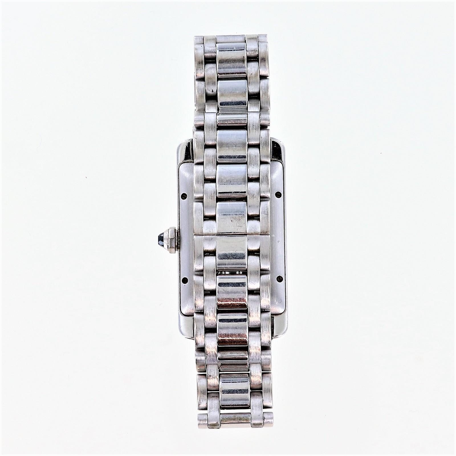 Contemporary Cartier White Gold Tank Americaine Automatic Watch For Sale