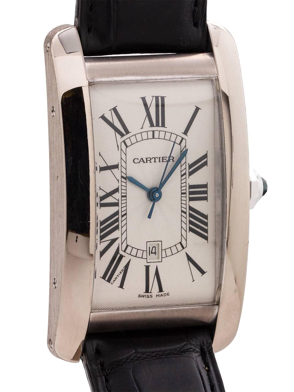 Cartier White Gold Tank American Extra Large Automatic Wristwatch, circa 1990s In Excellent Condition In West Hollywood, CA