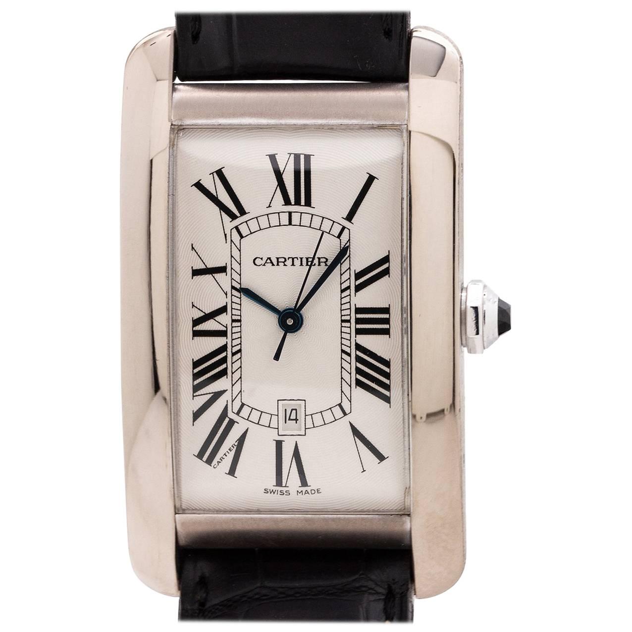 Cartier White Gold Tank American Extra Large Automatic Wristwatch, circa 1990s