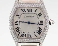 Cartier White Gold Tortue Mechanical Watch with Factory Diamonds 2497