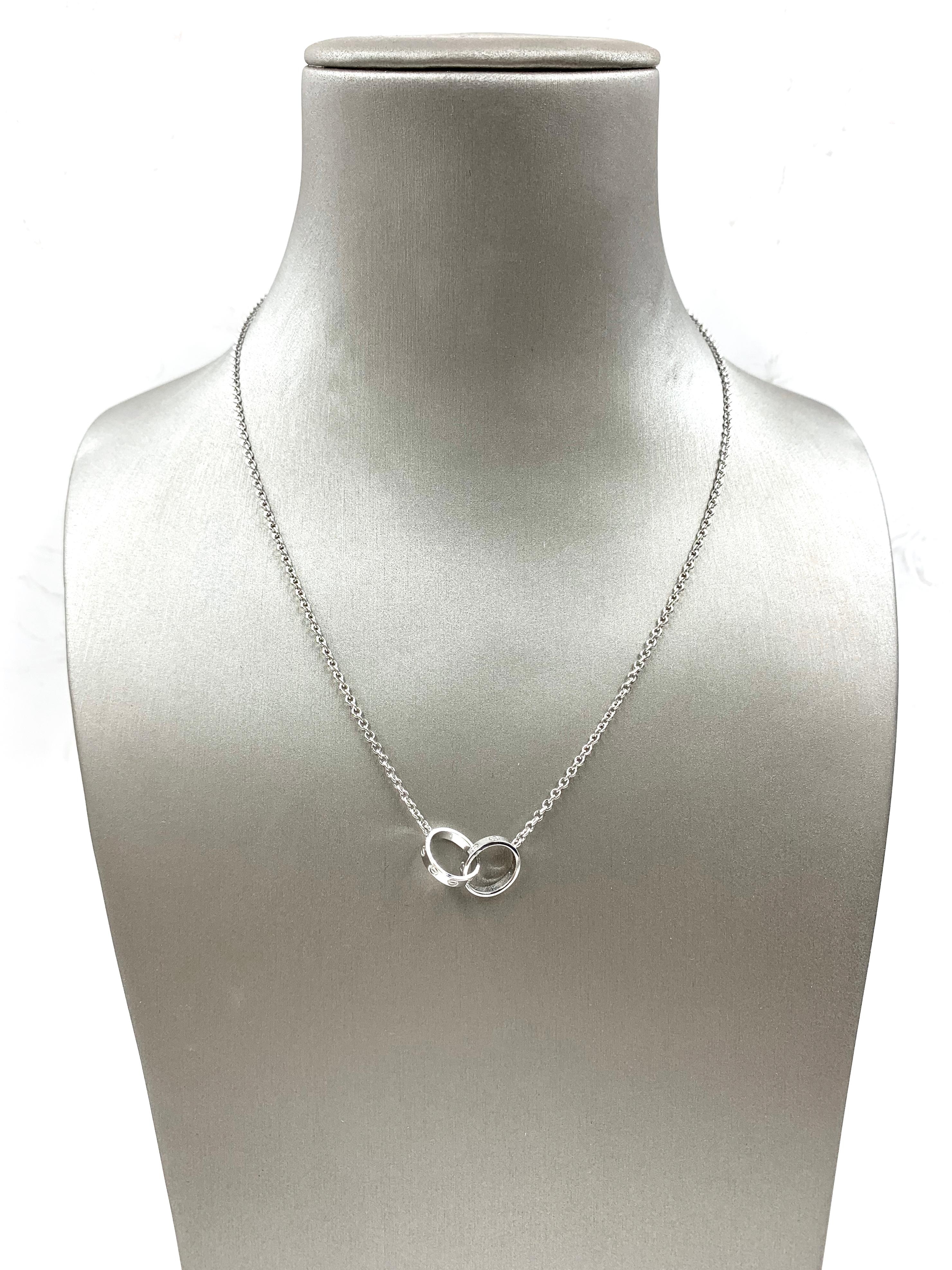 Cartier White Gold Two-Circle Love Necklace In Excellent Condition For Sale In New York, NY
