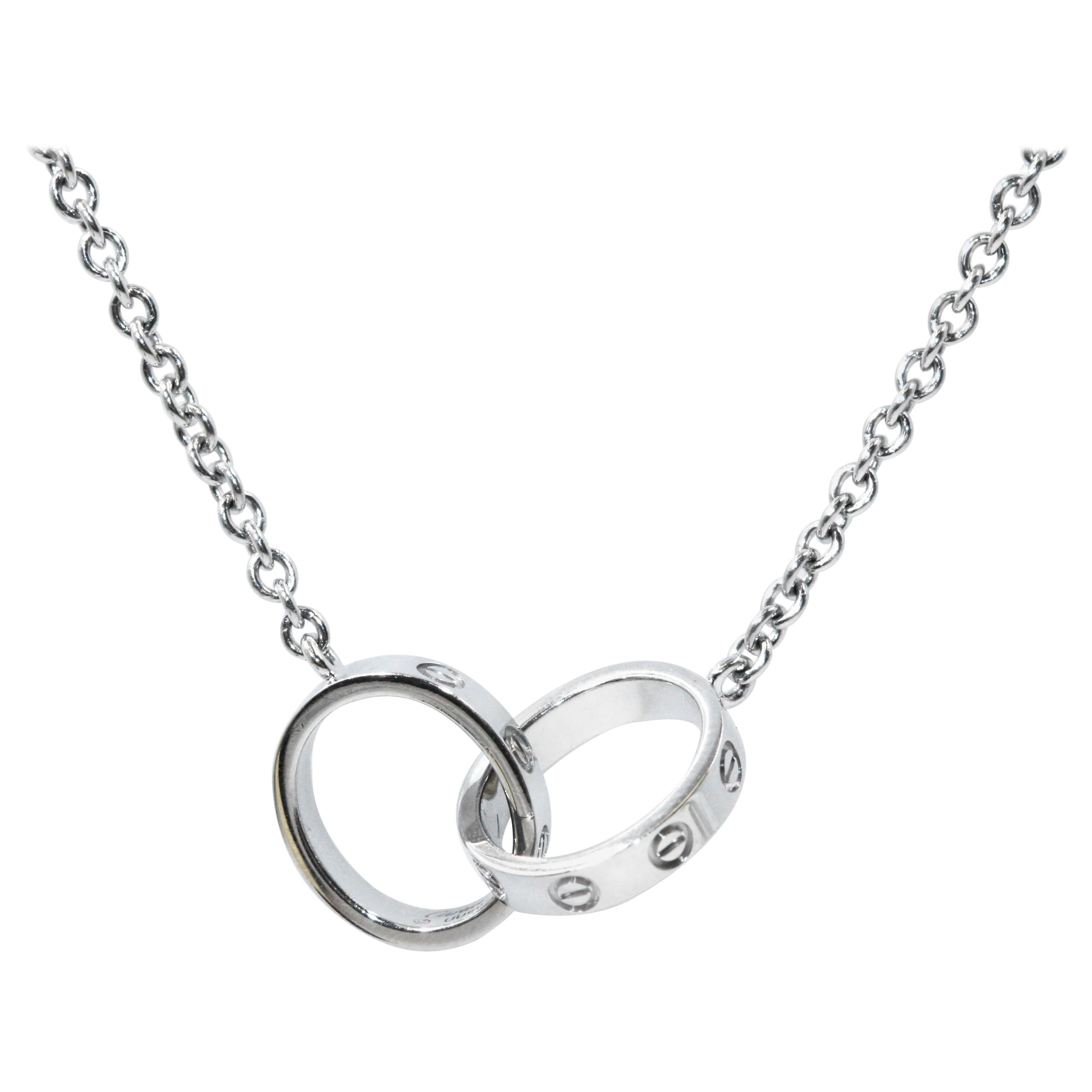 Cartier White Gold Two-Circle Love Necklace For Sale