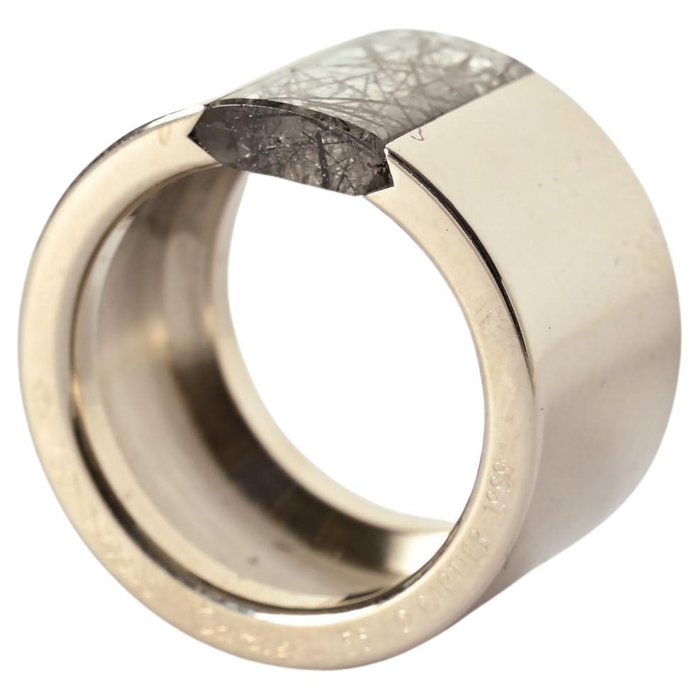 Cartier White Gold Wide Band Ring with Rutilated Quartz