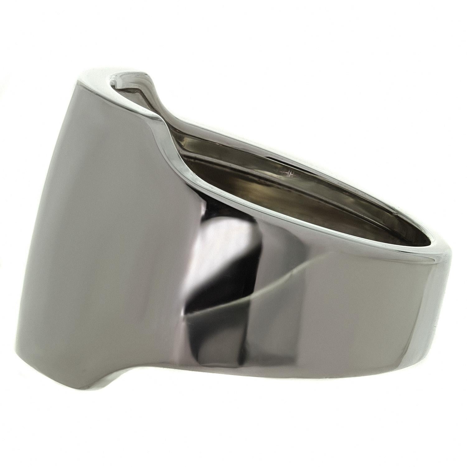 Women's Cartier Santos White Gold Wide Dome Ring. Sz. 58 For Sale