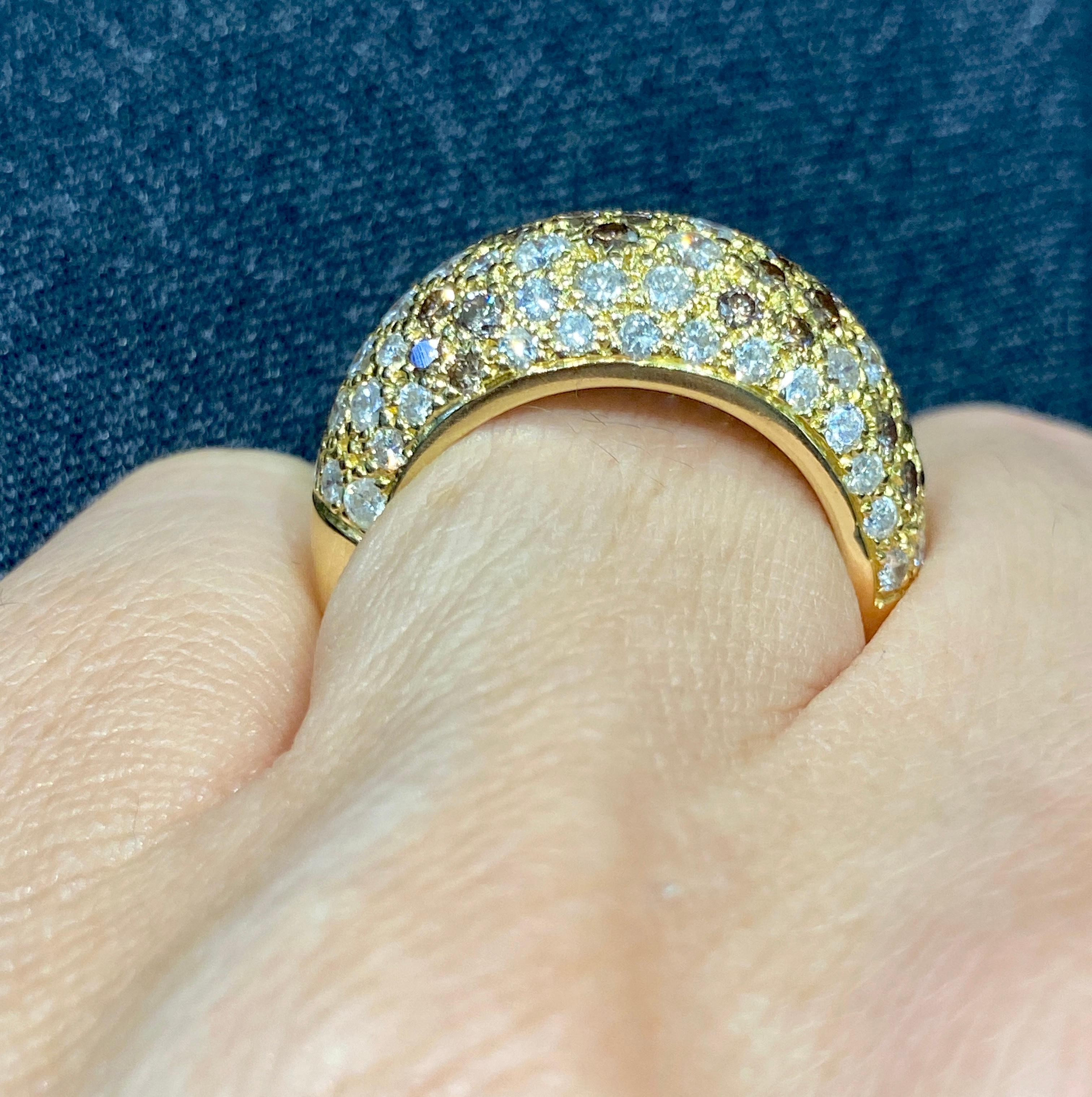 Women's or Men's Cartier white, light yellow and mixed brown fancy diamond bombe ring For Sale